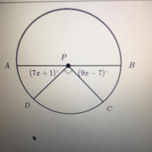 50 POINTS!!! PLEASE HELP QUICK! In the figure below, AB is a diameter of circle P.

What is the ar