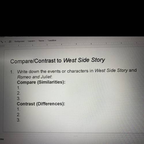 If anyone here have read Romeo and Juliet and west side story! Please help me

I have to present t