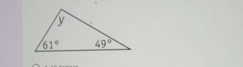 Find the measure of angle 'y'. 49° A. 60 degrees B. 70 degrees C. 80 degrees D. 110 degrees​