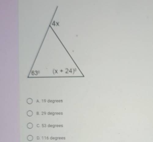 3. Find the measure of the exterior angle in the diagram below.​