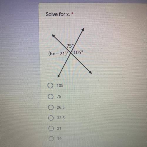 PLEASE HELP
Solve for X.
Multiple choice!
Thank you!