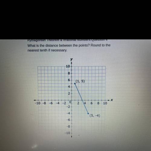 Please help

What is the distance between the points? Round to the nearest tenth if necessary.