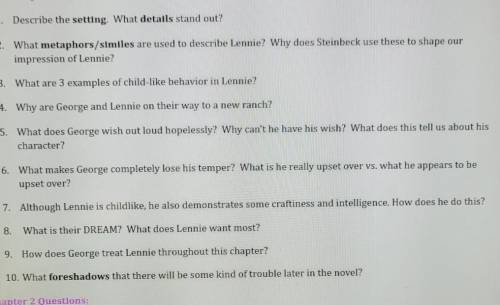 Of mice and men chapter 1 questions​