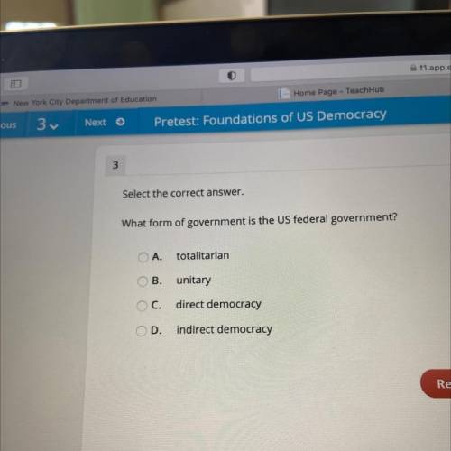 What form of government is the US federal government?