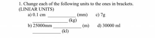 Change the units up above to the correct answer from (a) to (d)