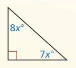 Find the measure of each acute angle.

 
The measure of the top-left angle in the triangle is__º an