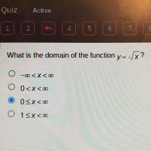 What is the domain of the function y= sqrt x ??
