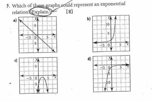 Which one of these graphs could represent an exponential relation and why?