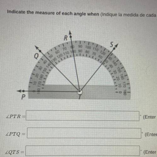 Indicate the measure of each angle when ∠PTS=128