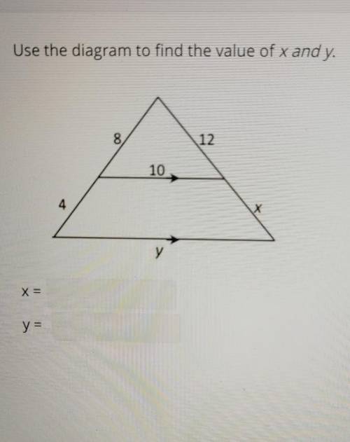 Use the diagram to find the value of x and y​
