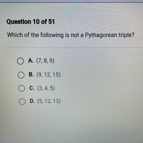 Which of the following is not a pythagorean triple?