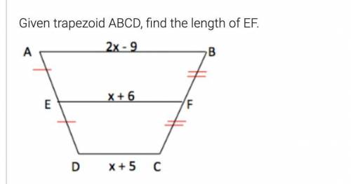 Given trapezoid. ABCD, Find the length of EF