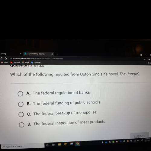 Which of the following resulted from Upton Sinclair‘s novel the jungle??