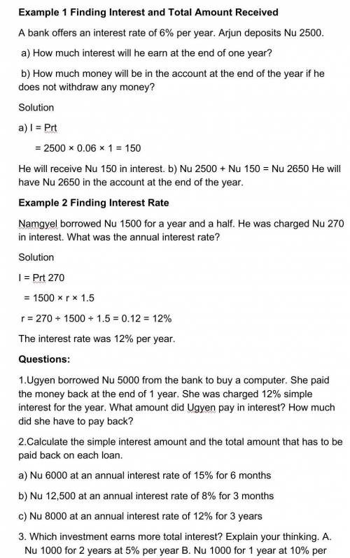 Using those examples,can you please solve;

At one time,the Bhutan National Bank charged 15% inter