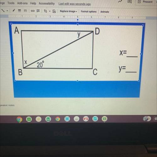 PLEASE HELP
Solve for X and Y in the rectangle. 
Thank you!m