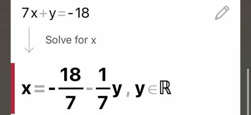 For the equation, complete the solution. 7x + y = −18