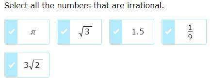 Select all the numbers that are irrational.