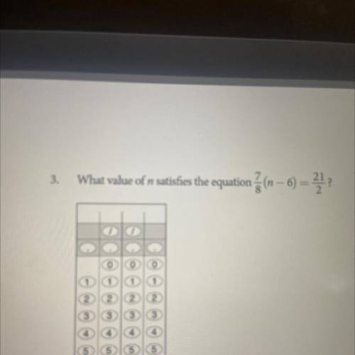 What value of n satisfied the equation 7:8 ( n_6)=21/2