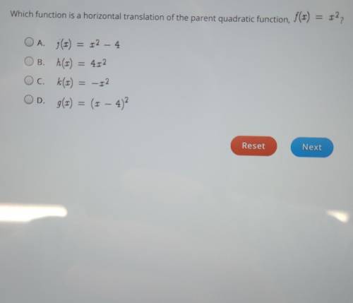 Which function is a horizontal translation of the parent quadratic function​