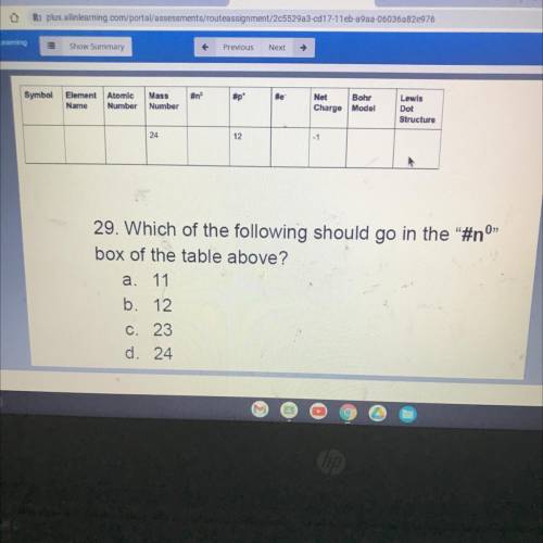 29. Which of the following should go in the #n box of the table above? PLEASE HELP ME ASAP