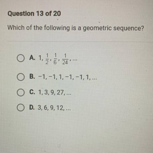 Which of the following is a geometric sequence?