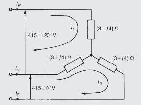 A balanced star-connected three-phase load is shown in Figure 4. Determine the value of the line cu