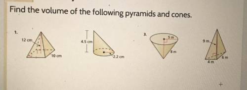 Find the volume of the following pyramids and cones. 50 POINTS Please answer all for points.