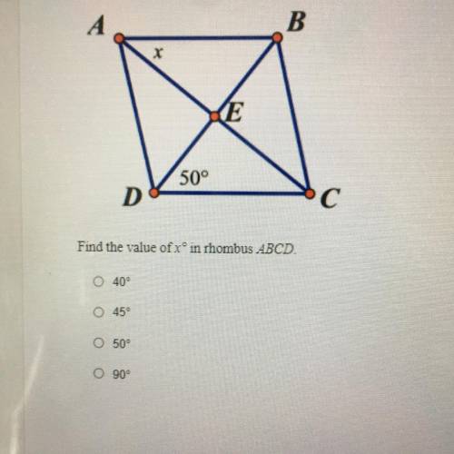 Find the value of x in rhombus abcd