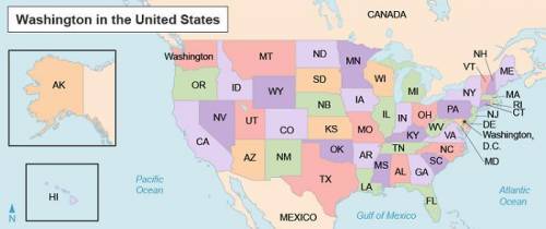 HELP ASAP, BEING TIMED UNIT TEST

The map shows Washington in the United States.
Where is Washingt