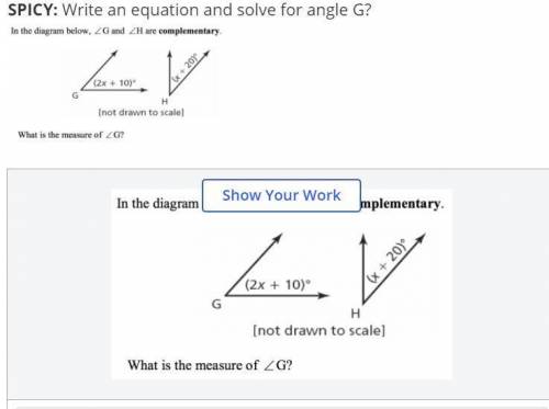 Write an equation and solve for angle G? Show work