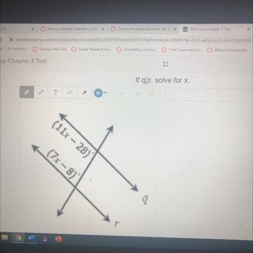 If q||r, solve for x