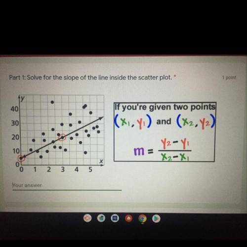 Part 1: Solve for the slope of the line inside of the scatter plot