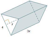 The volume of the triangular prism is 54 cubic units.

A triangular prism with a volume of 54 cubi