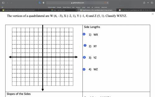 Classify WXYZ. Side lengths WX, XY, YZ, WZ