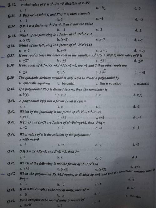 Can someone please solve Q32, 37 and 47, they are related to quadratic equations.