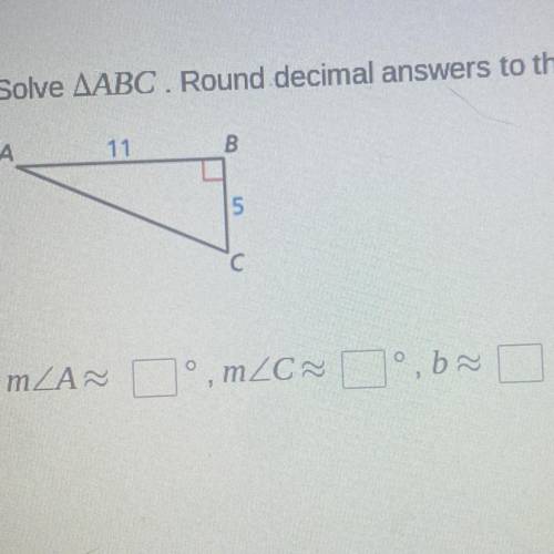 Solve AABC. Round decimal answers to the nearest tenth.