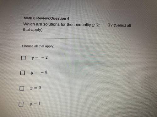 Which are solution for the inequality y> -1