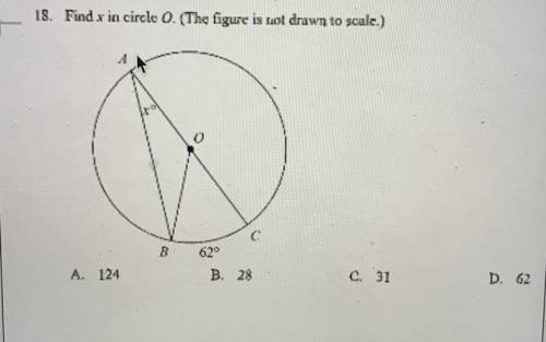 Find x in the circle O. The figure is not drawn to scale. PLS HELP QUICKLY PLS PLS