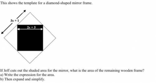 This shows the template for a diamond-shaped mirror frame. (View attachment)

If Jeff cuts out the