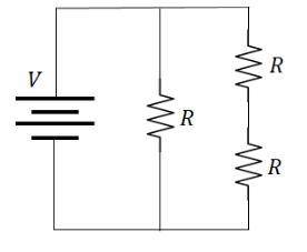 Solve for the current in each of the resistors shown (use 10-ohm resistors) if the battery is 8 V.