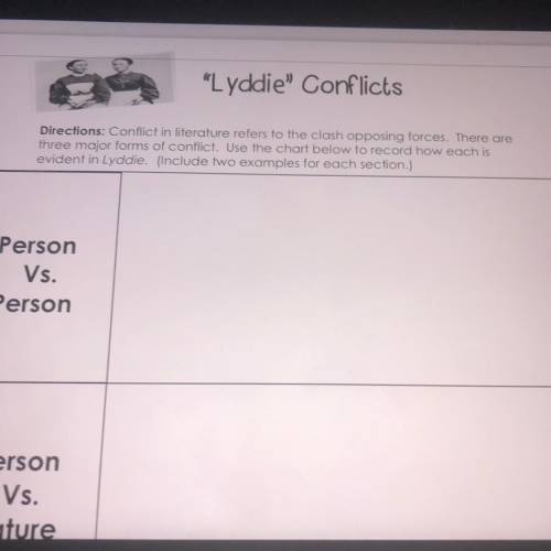 What are two conflicts lyddie had (person vs person)

What are two conflicts lyddie had (person vs
