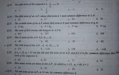 How do I solve Q10, 23, 28, 31, 41, 55. These are related to Arithmetic Progression.