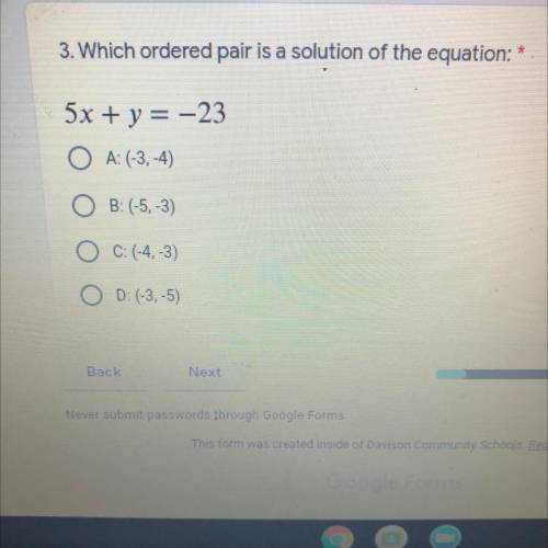 Which ordered pair is a solution of the equation! Pic below! PLEASE HELP