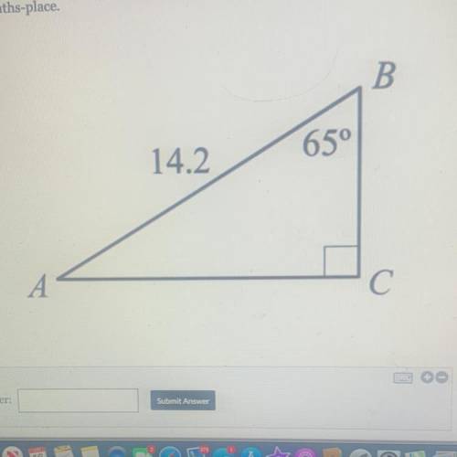 Given the following triangle, find the length of BC. Round your answer to the

nearest tenths-plac