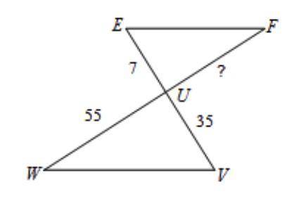 Triangle EFU is similar to triangle VWU. What is the length of UF? Show your work to justify your a