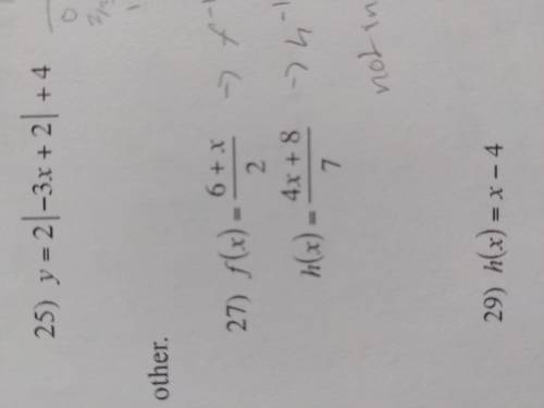 I need some help with number 27. The question is verify if the given functions are inverses of eac