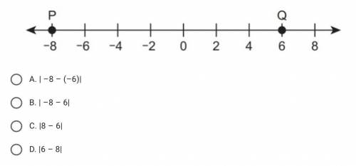Points P and Q are plotted on the number line. Which expression represents the distance between poi