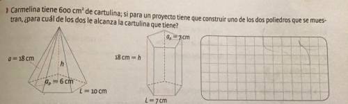 Carmelina tiene 600 cm de cartulina; si para un proyecto tiene que construir uno de los dos poliedr