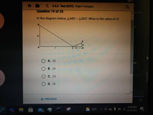 In the diagram below, ABC is similar to DEC. What is the value of x?