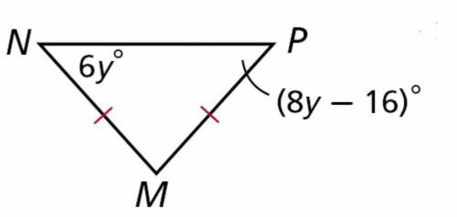 Find the value of y in the triangle. show the work